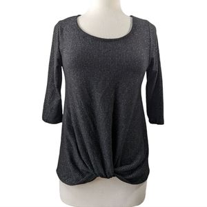 W5 Mid-lenth Sleeve Silver Striped Top Small